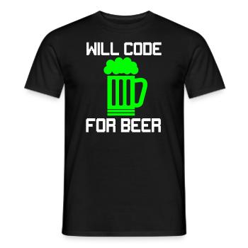 Will Code for Beer, Funny Programmer T-Shirt - Men's T-Shirt - black - Front - AI Model Male 178 light (178cm)