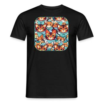 Chat mignon emmêlé Warr - T-shirt homme - noir - Devant - AI Model Male 178 light (178cm)