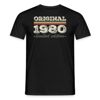 Légende depuis 1980 Né en 1980 Anniversaire 1980 - T-shirt homme - noir - Devant - AI Model Male 178 light (178cm)