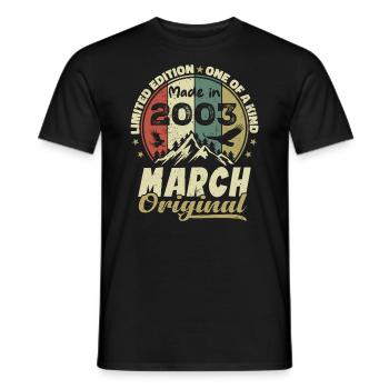 Cadeau D'anniversaire Mars 2003 Édition Limitée - T-shirt homme - noir - Devant - AI Model Male 178 light (178cm)