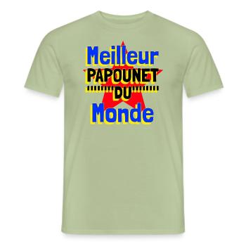 Meilleur papounet du monde - T-shirt homme - vert sauge - Devant - AI Model Male 178 light (178cm)