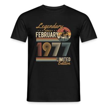 Février 1977 Born Birthday Retro - T-shirt homme - noir - Devant - AI Model Male 178 light (178cm)