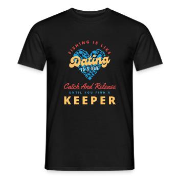 Fishing Is Like Dating Cute Blue Heart Fish Lovers - Men's T-Shirt - black - Front - AI Model Male 178 light (178cm)