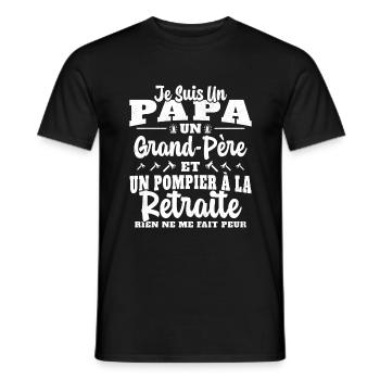 Cadeau de retraite drôle pour grand père pompier - T-shirt homme - noir - Devant - AI Model Male 178 light (178cm)