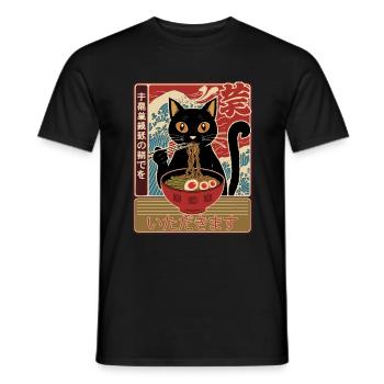 Cat Ramen Noodle Japanese Ramen Kawaii Cat - Men's T-Shirt - black - Front - AI Model Male 178 light (178cm)