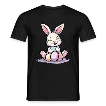 Pâques Lapin de Pâques Oeufs de Pâques Mignon Lapin Fête de Pâques - T-shirt homme - noir - Devant - AI Model Male 178 light (178cm)
