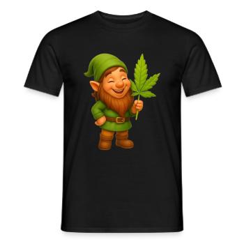 Knuffiger Zwerg mit Hanfblatt - Cannabis - Männer T-Shirt - Schwarz - Vorne - AI Model Male 178 light (178cm)