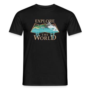Carte et animaux (Explorer) - T-shirt homme - noir - Devant - AI Model Male 178 light (178cm)