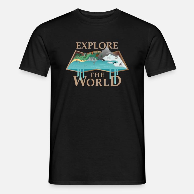 Karte & Tiere (Explore) - Männer T-Shirt - Schwarz