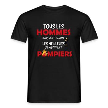 Pompier - Homme - Sapeur-Pompier - Cadeau - Rouge - T-shirt homme - noir - Devant - AI Model Male 178 light (178cm)