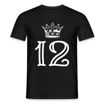 12 Zahl Krone - Männer T-Shirt - Schwarz - Vorne - AI Model Male 178 light (178cm)