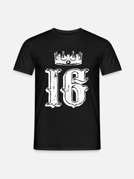 16 Zahl Krone - Männer T-Shirt - Schwarz