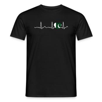 Pakistan - rythme cardiaque, pouls, ligne cardiaque, ECG - T-shirt homme - noir - Devant - AI Model Male 178 light (178cm)