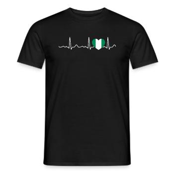 Nigeria - heartbeat, pulse, heart line, ECG - Men's T-Shirt - black - Front - AI Model Male 178 light (178cm)