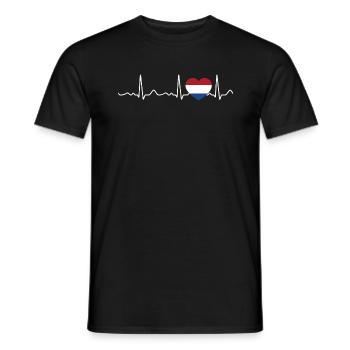 Netherlands - Heartbeat, pulse, heartline, ECG - Men's T-Shirt - black - Front - AI Model Male 178 light (178cm)