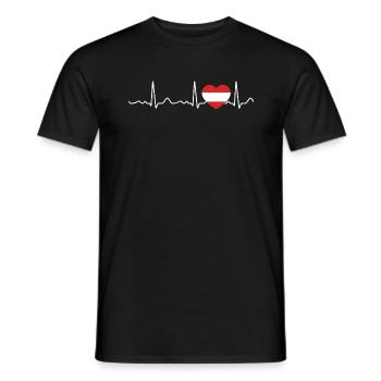 Austria - Heartbeat, pulse, heartline, ECG - Men's T-Shirt - black - Front - AI Model Male 178 light (178cm)