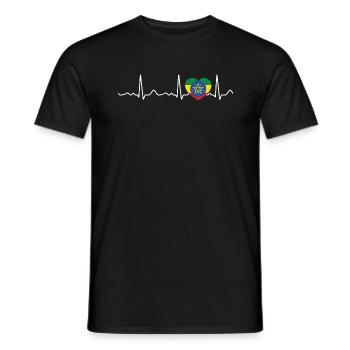Ethiopie - rythme cardiaque, pouls, ligne cardiaque, ECG - T-shirt homme - noir - Devant - AI Model Male 178 light (178cm)