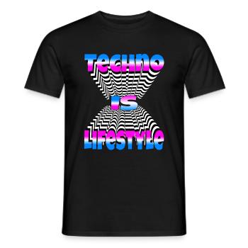La techno est Lifestyle, Musique, DJ, Fête, Rave, EDM - T-shirt homme - noir - Devant - AI Model Male 178 light (178cm)