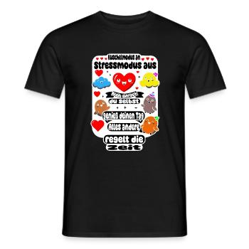Mode câlin activé – mode stress désactivé - T-shirt homme - noir - Devant - AI Model Male 178 light (178cm)