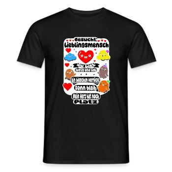 Recherché : Personne préférée – Heart Design - T-shirt homme - noir - Devant - AI Model Male 178 light (178cm)