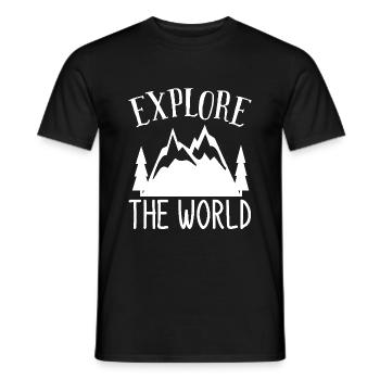Explore the World Nature Outdoor Hiking Camping - Men's T-Shirt - black - Front - AI Model Male 178 light (178cm)