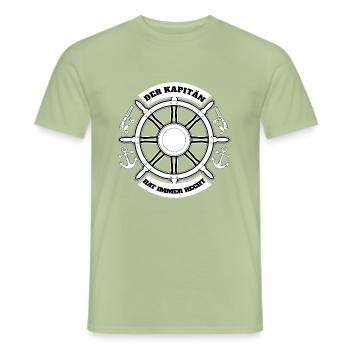 Kapitän Boot Schiff Spruch Meer Anker Steuerrad - Männer T-Shirt - Sage - Vorne - AI Model Male 178 light (178cm)
