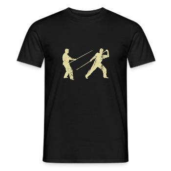 Stick fight long stick kung fu vintage shirt - Men's T-Shirt - black - Front - AI Model Male 178 light (178cm)