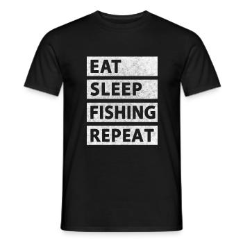 Manger dormir Pêche Répéter - T-shirt homme - noir - Devant - AI Model Male 178 light (178cm)