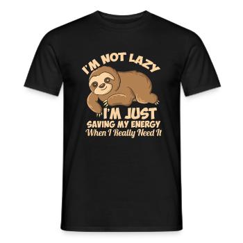 Lazy Sloth I'm Not Lazy Funny Sloth - Men's T-Shirt - black - Front - AI Model Male 178 light (178cm)