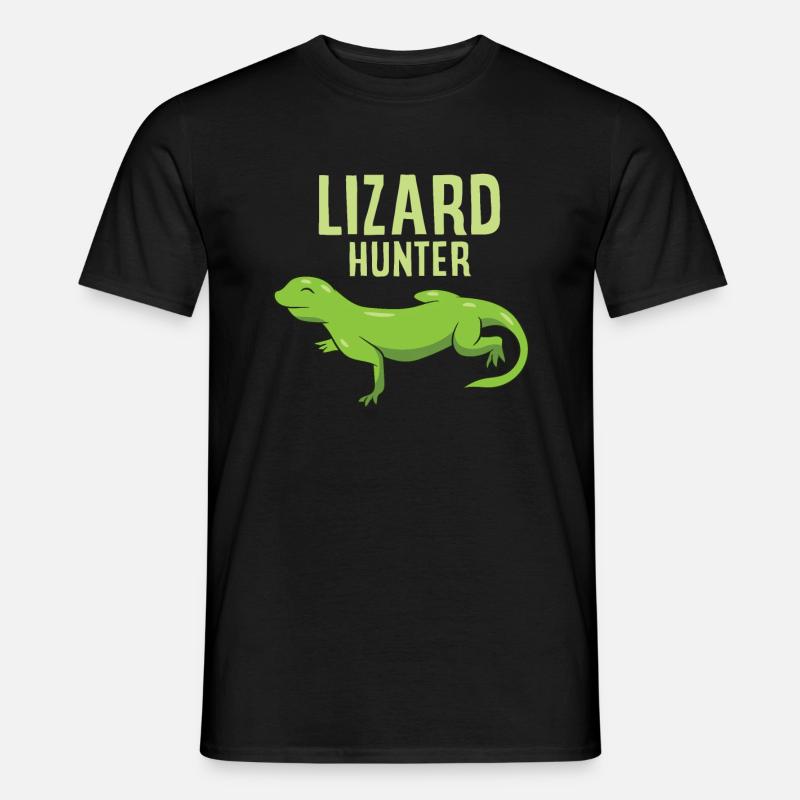 Lustige Eidechsen Jäger Reptil Eidechse - Männer T-Shirt - Schwarz