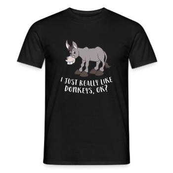 Funny Donkey I Just Really Like Donkeys - Men's T-Shirt - black - Front - AI Model Male 178 light (178cm)