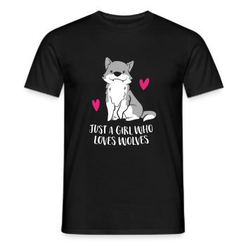 Juste une fille qui aime les loups - T-shirt homme - noir - Devant - AI Model Male 178 light (178cm)