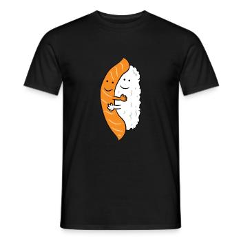 Sushi Hugging Salmon Cute Japanese Sushi - T-shirt homme - noir - Devant - AI Model Male 178 light (178cm)