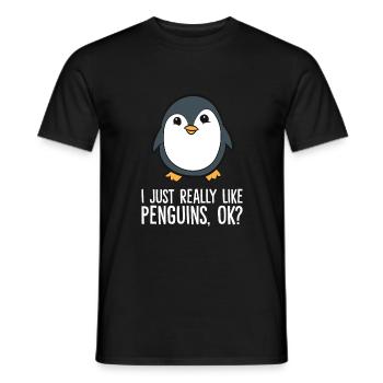J’aime vraiment les pingouins - T-shirt homme - noir - Devant - AI Model Male 178 light (178cm)