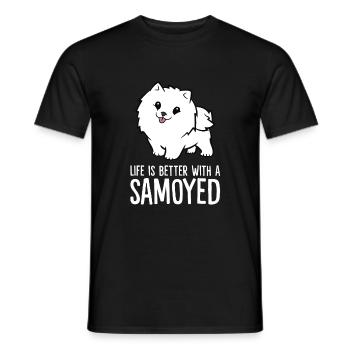 La vie est meilleure avec un Samoyède - T-shirt homme - noir - Devant - AI Model Male 178 light (178cm)