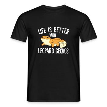 Das Leben ist besser mit Leopardgeckos - Männer T-Shirt - Schwarz - Vorne - AI Model Male 178 light (178cm)