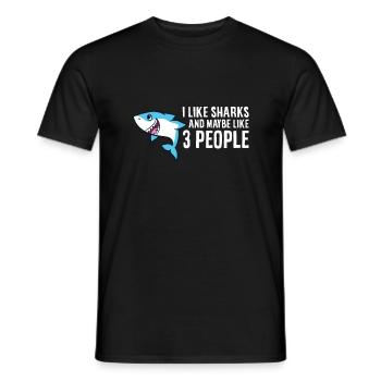 J’aime les requins et peut-être comme 3 personnes aiment les requins - T-shirt homme - noir - Devant - AI Model Male 178 light (178cm)