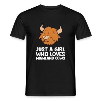 Scottish Highland Cow Juste une fille qui aime - T-shirt homme - noir - Devant - AI Model Male 178 light (178cm)