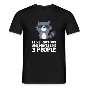 Ich mag Waschbären und vielleicht 3 Menschen - Männer T-Shirt - Schwarz - Vorne - AI Model Male 178 light (178cm)