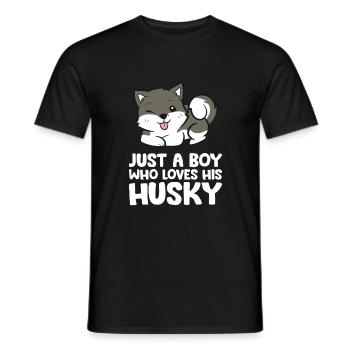 Nur ein Junge, der seinen Husky liebt - Männer T-Shirt - Schwarz - Vorne - AI Model Male 178 light (178cm)