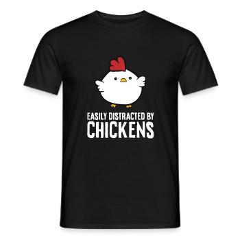 Facilement distrait par les poulets - T-shirt homme - noir - Devant - AI Model Male 178 light (178cm)