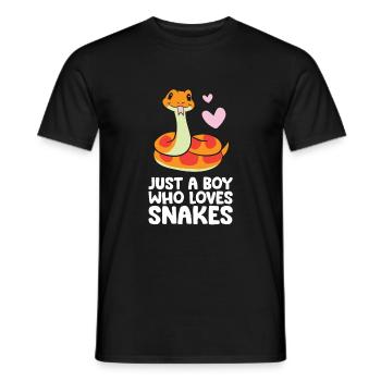 Just a Boy Who Loves Snakes Cute Snake - Männer T-Shirt - Schwarz - Vorne - AI Model Male 178 light (178cm)