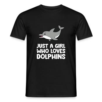 Juste une fille qui aime les dauphins Drôles de grands dauphins - T-shirt homme - noir - Devant - AI Model Male 178 light (178cm)