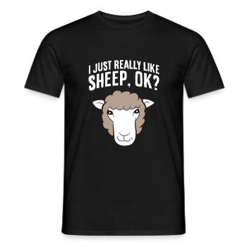 I Just Really Like Sheeps Ok? Lambs Cute Sheep - Men's T-Shirt - black - Front - AI Model Male 178 light (178cm)