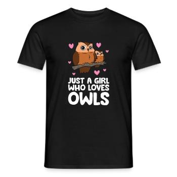 Just a Girl Who Loves Owls Niedliche Eule - Männer T-Shirt - Schwarz - Vorne - AI Model Male 178 light (178cm)