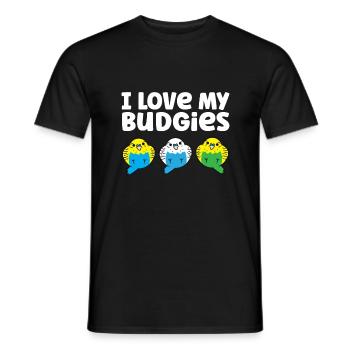 Budgie Parakeet Bird Owner I Love My Budgies - Men's T-Shirt - black - Front - AI Model Male 178 light (178cm)
