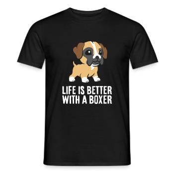 Boxer Dog Owner La vie est meilleure avec un - T-shirt homme - noir - Devant - AI Model Male 178 light (178cm)