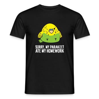 Parakeet School Homework Sorry My Parakeet Ate My - Men's T-Shirt - black - Front - AI Model Male 178 light (178cm)