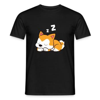 Akita Schlafen Lazy Akita Pyjama Schlafen Akita - Männer T-Shirt - Schwarz - Vorne - AI Model Male 178 light (178cm)