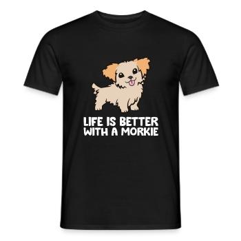 La vie est meilleure avec un Morkie - T-shirt homme - noir - Devant - AI Model Male 178 light (178cm)